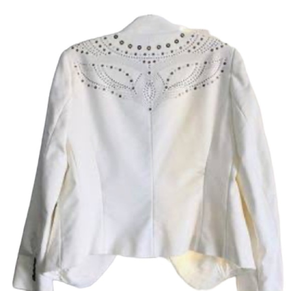 Zara Basic White Limited Edition Grommet Blazer Sz S embellished Back - Picture 3 of 8